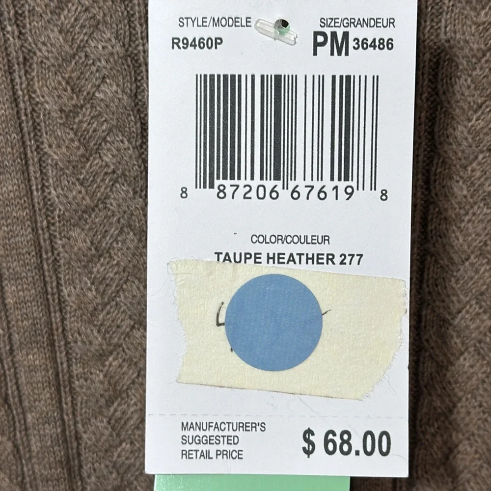 Jeanne Pierre Sweater‎ Taupe Mock Neck Scalloped in Size Petite M  NWT